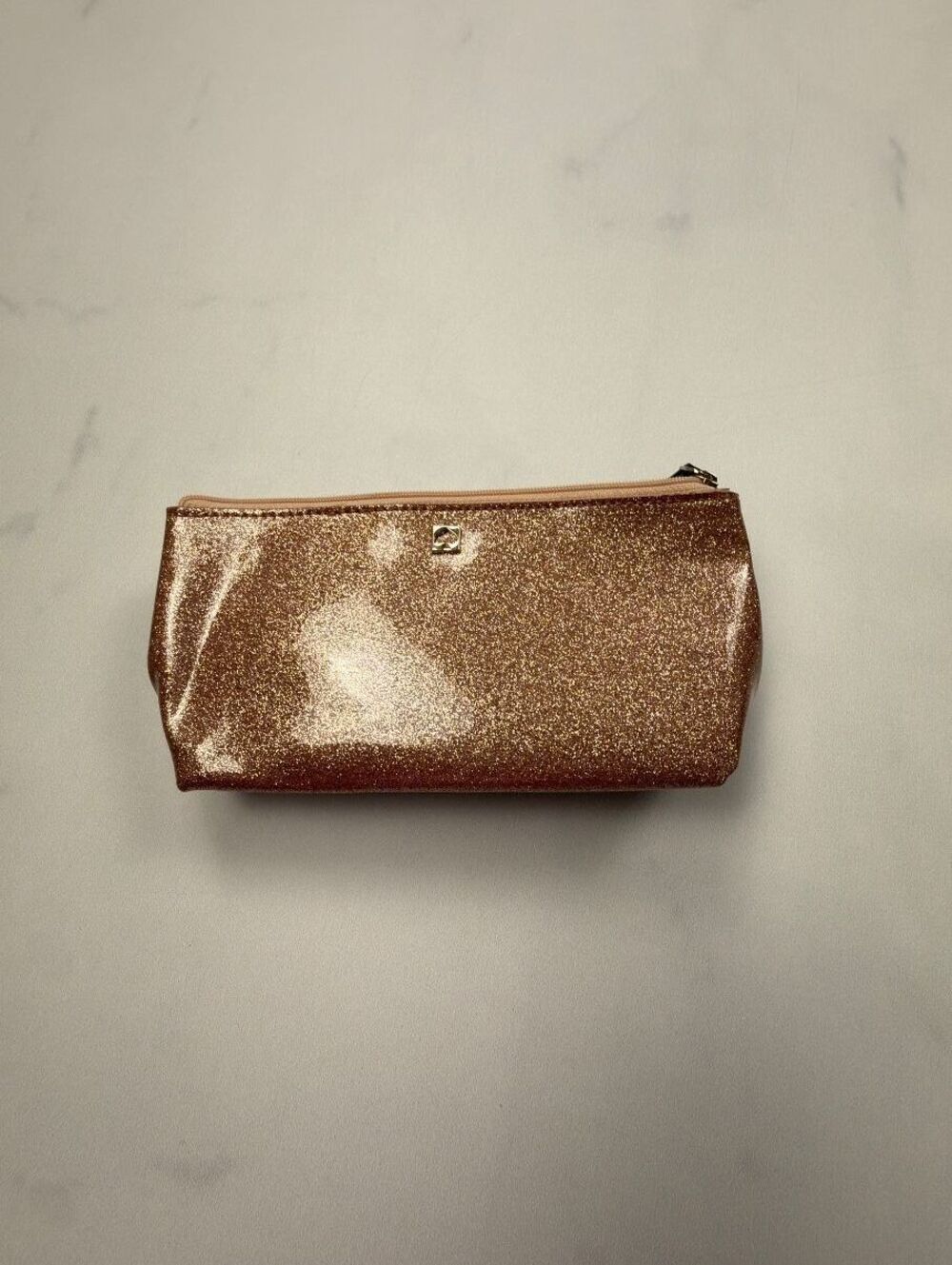Kate Spade Glitter Cosmetic Bag Gold 2010s Minimalist